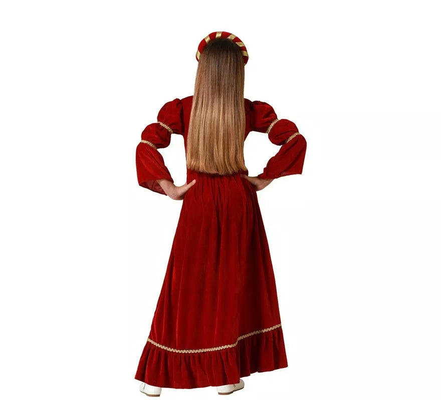 Translation missing: es.Disfraz de Dama Medieval Renacentista rojo para niña