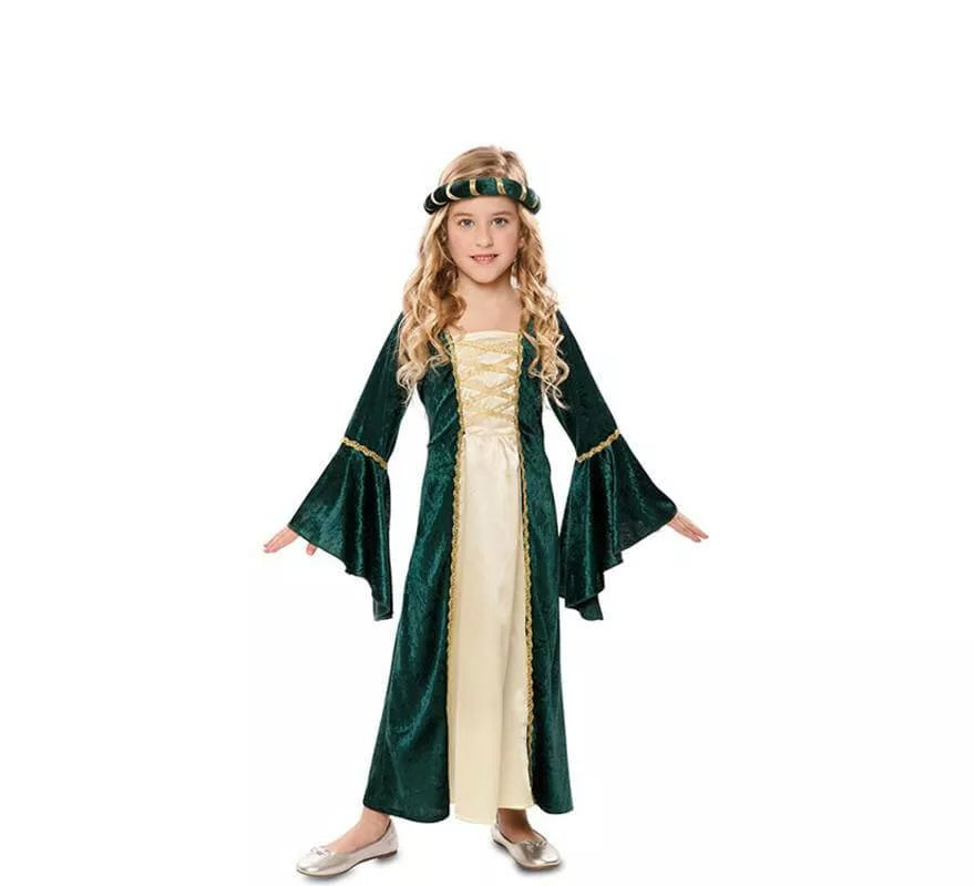 Translation missing: es.Disfraz de Dama Medieval Verde para niña