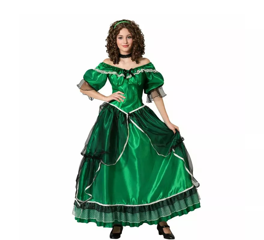 Disfraz de Dama Sureña verde para mujer