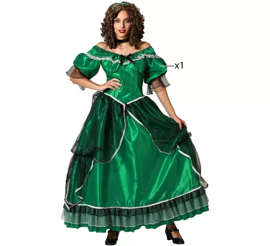 Disfraz de Dama Sureña verde para mujer