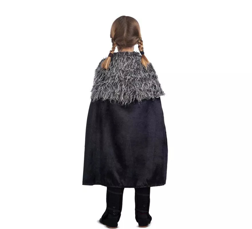 Translation missing: es.Disfraz de Dama Vikinga plateado con capa para niña