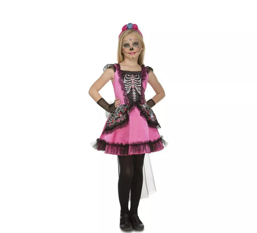 Translation missing: es.Disfraz de Damisela Esqueleto Rosa para niña