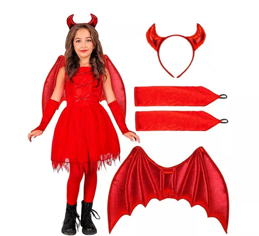 Translation missing: es.Disfraz de Diabla con Alas y Cuernos para niña