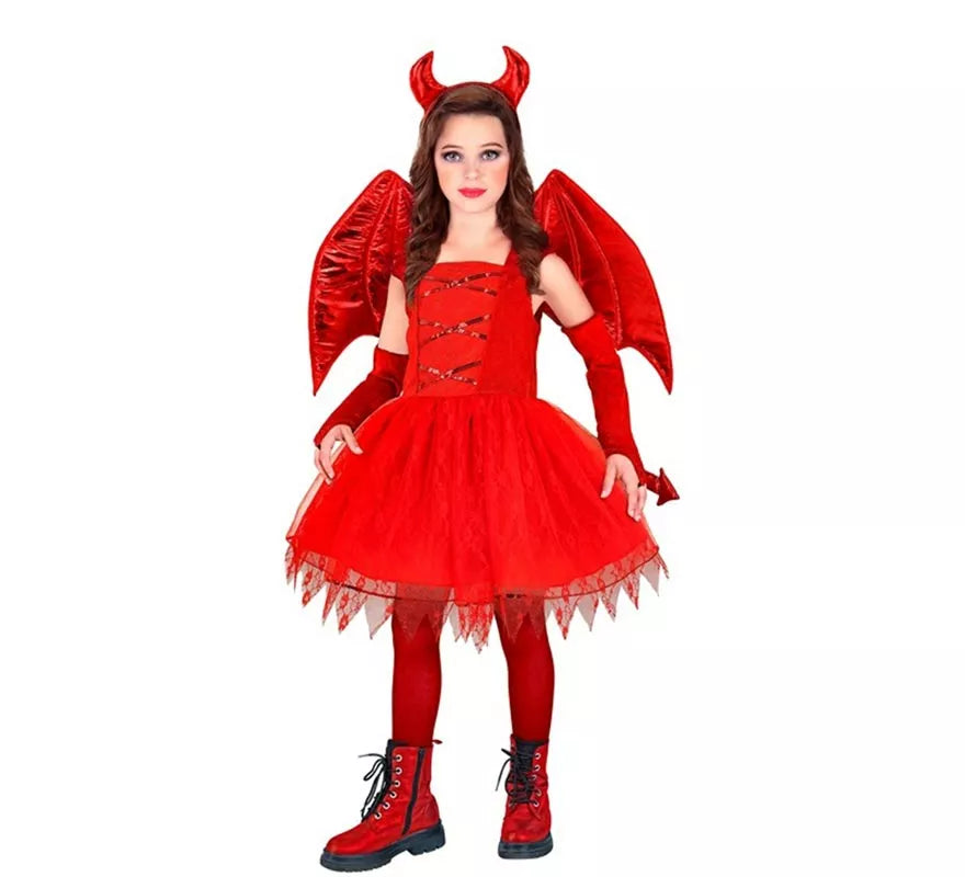 Translation missing: es.Disfraz de Diabla con Alas y Cuernos para niña