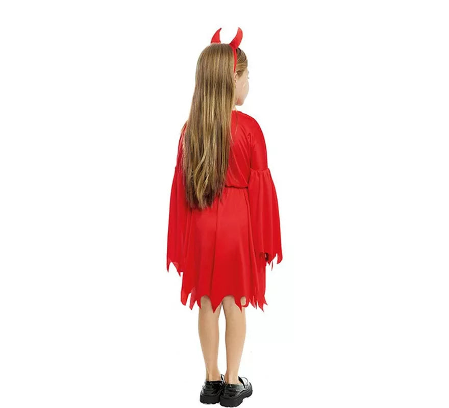 Translation missing: es.Disfraz de Diablesa moderna roja con diadema para niña