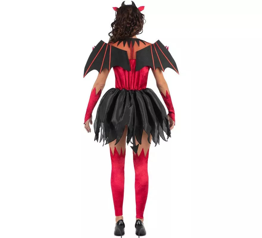 Translation missing: es.Disfraz de Diablesa rojo y negro con alas para mujer