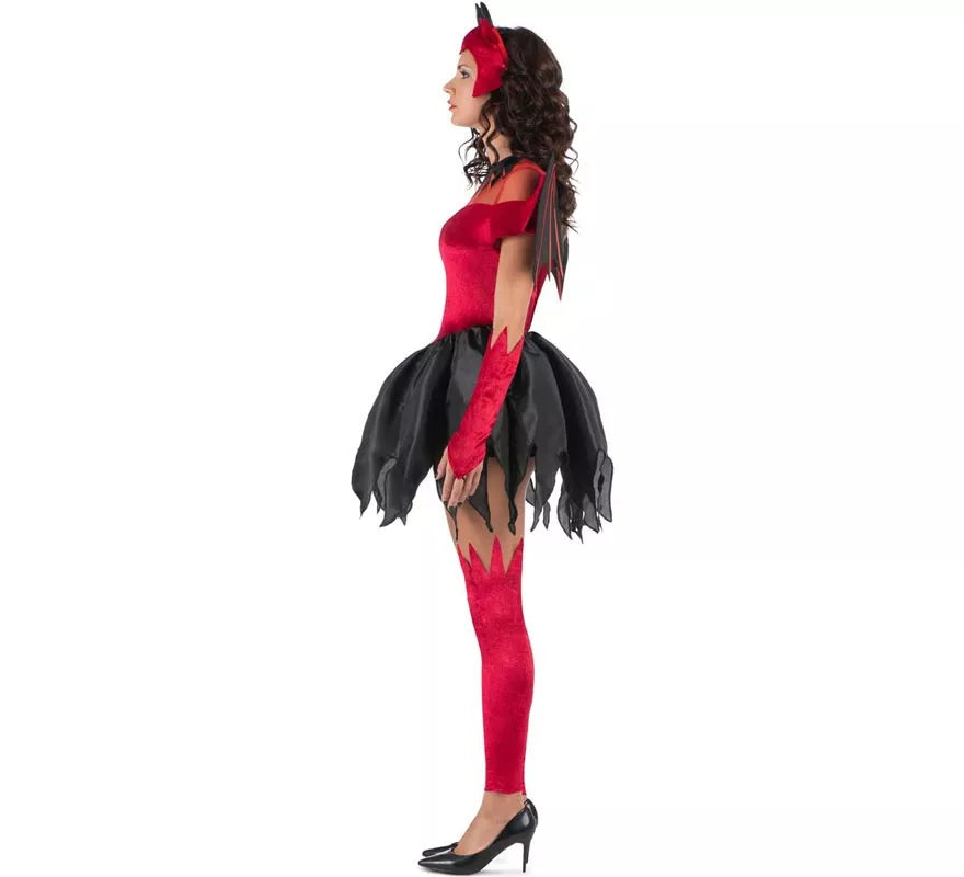 Translation missing: es.Disfraz de Diablesa rojo y negro con alas para mujer