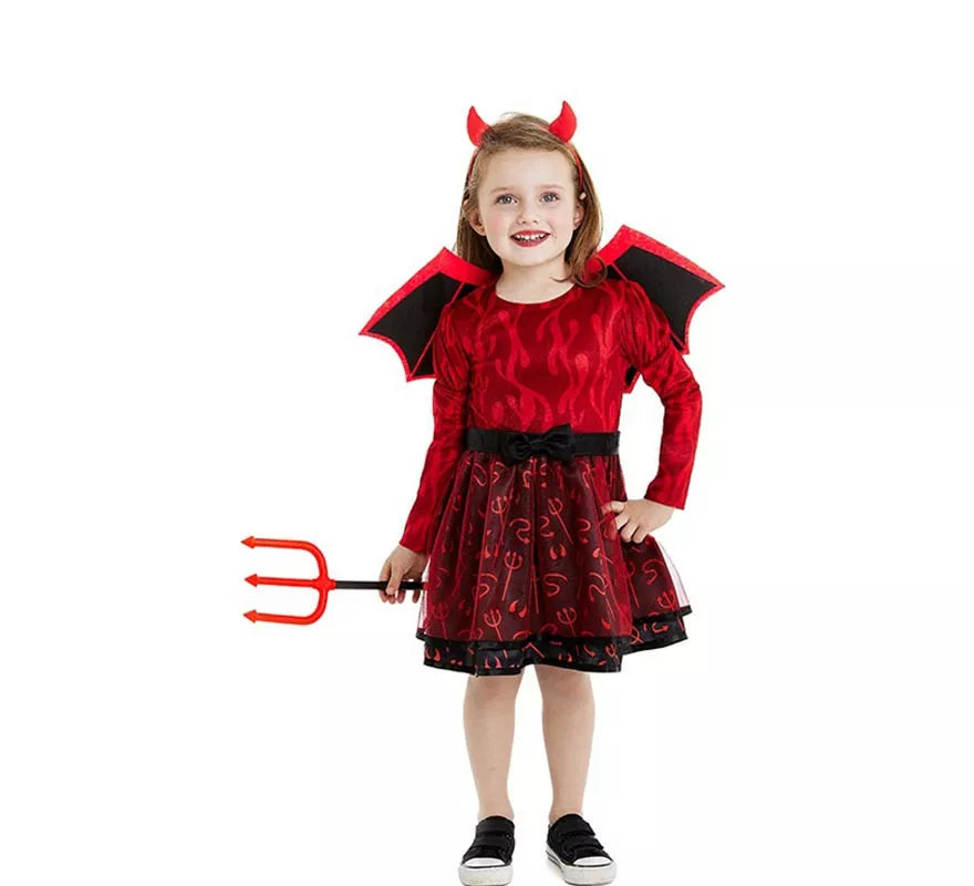 Translation missing: es.Disfraz de Diablilla roja con diadema y alas para bebé y niña