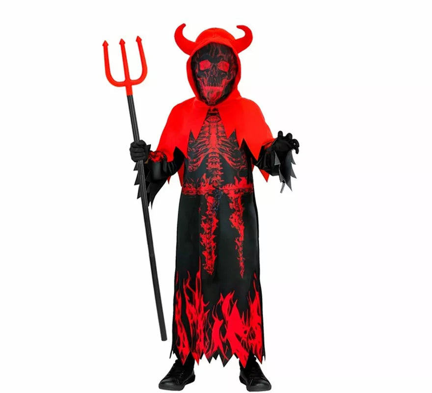 Disfraz de Diablo en Llamas con Capucha para niños