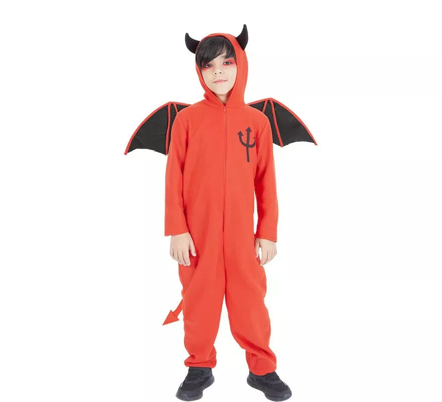 Translation missing: es.Disfraz de Diablo rojo con capucha y alas para niño