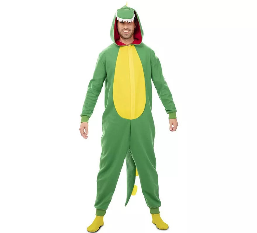 Translation missing: es.Disfraz de Dinosaurio Kugurumi verde y amarillo para adulto