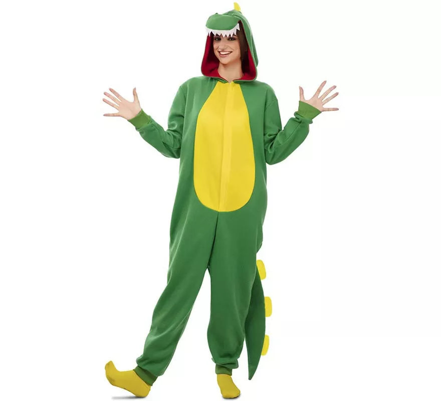 Translation missing: es.Disfraz de Dinosaurio Kugurumi verde y amarillo para adulto