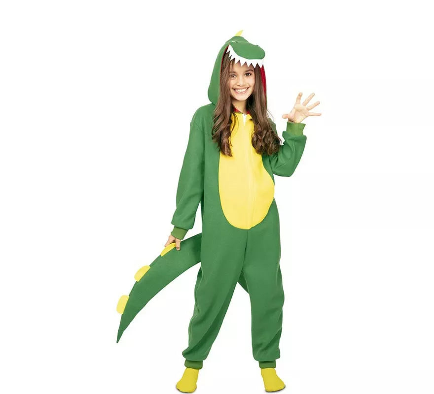 Translation missing: es.Disfraz de Dinosaurio Kugurumi verde y amarillo para niños