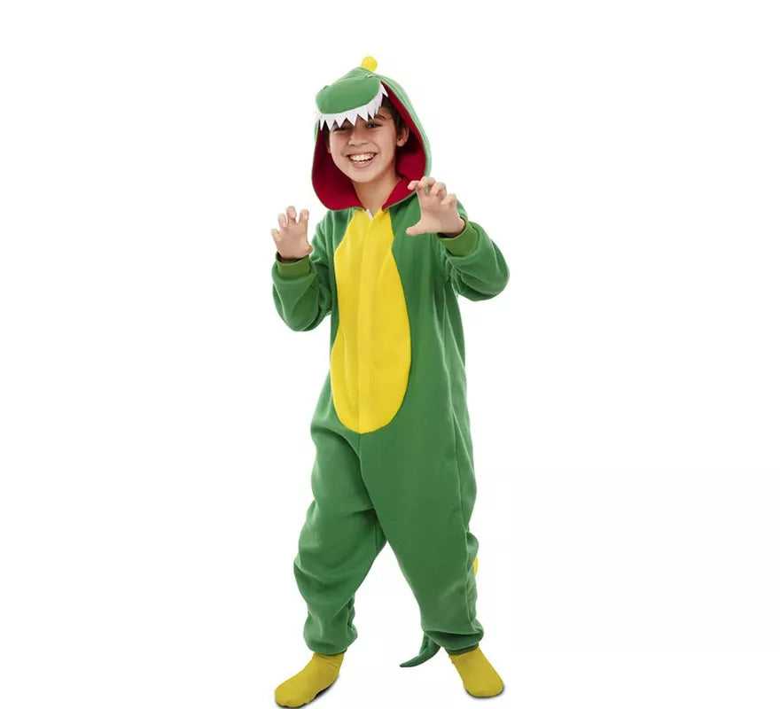 Disfraz de Dinosaurio Kugurumi verde y amarillo para niños