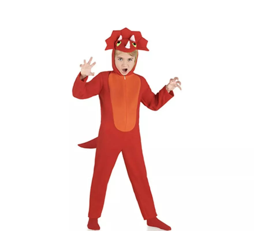 Translation missing: es.Disfraz de Dinosaurio Triceratops rojo para niños