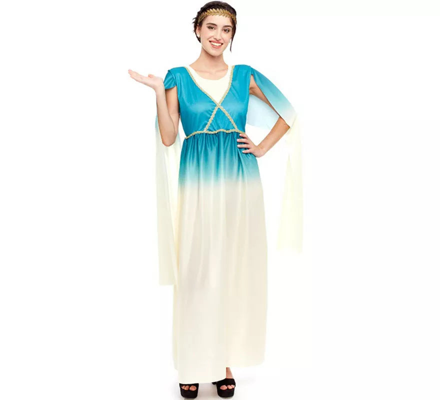 Translation missing: es.Disfraz de Diosa Griega Azul y Blanco para mujer