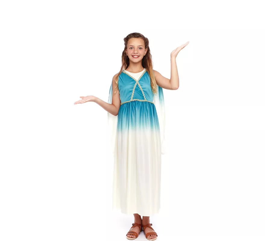 Translation missing: es.Disfraz de Diosa Griega Azul y Blanco para niña