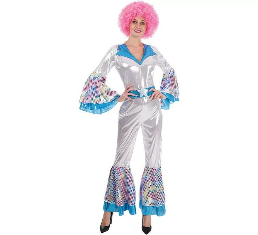 Translation missing: es.Disfraz de Disco Woman plateado para mujer
