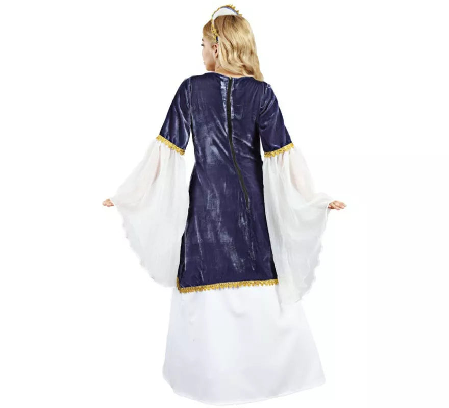 Translation missing: es.Disfraz de Doña Petronila azul y blanco para mujer