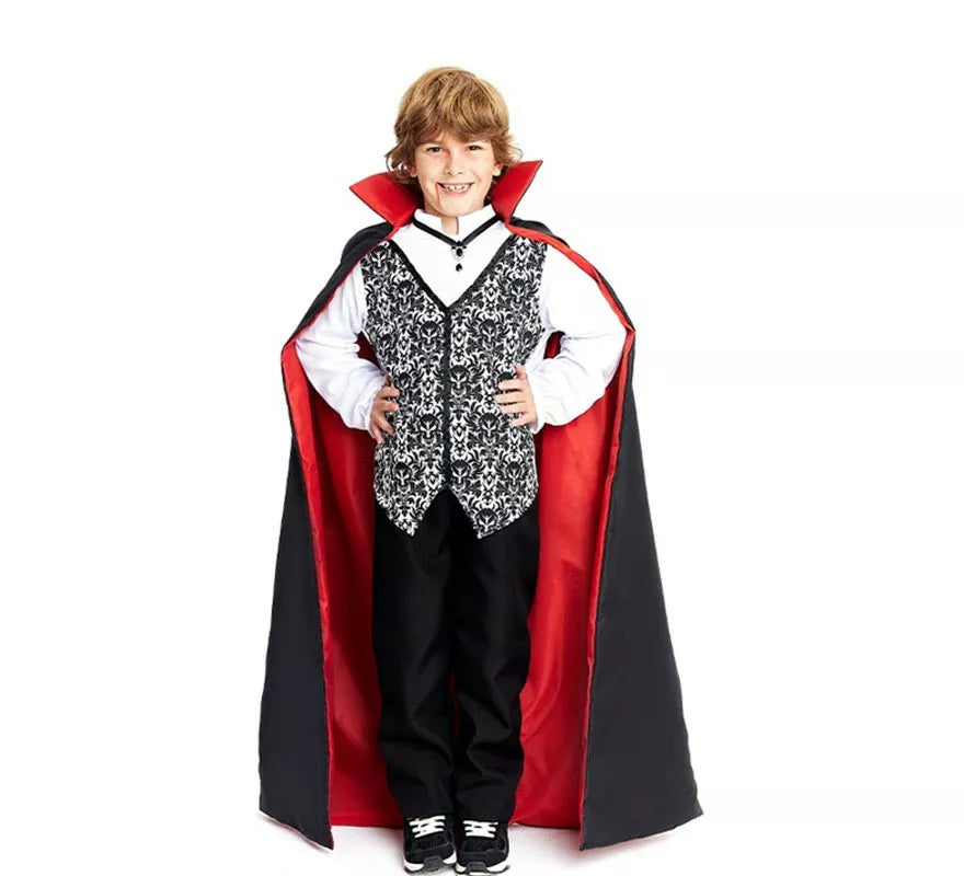 Translation missing: es.Disfraz de Drácula clásico con capa bicolor para niño