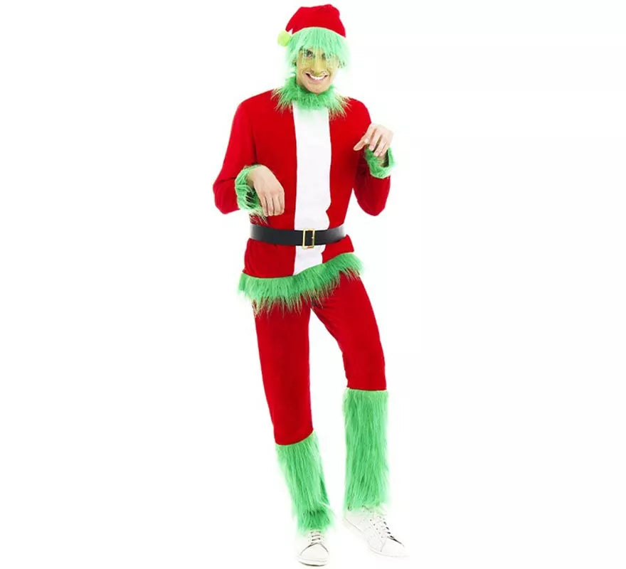 Translation missing: es.Disfraz de Duende Gruñón de Navidad verde para hombre