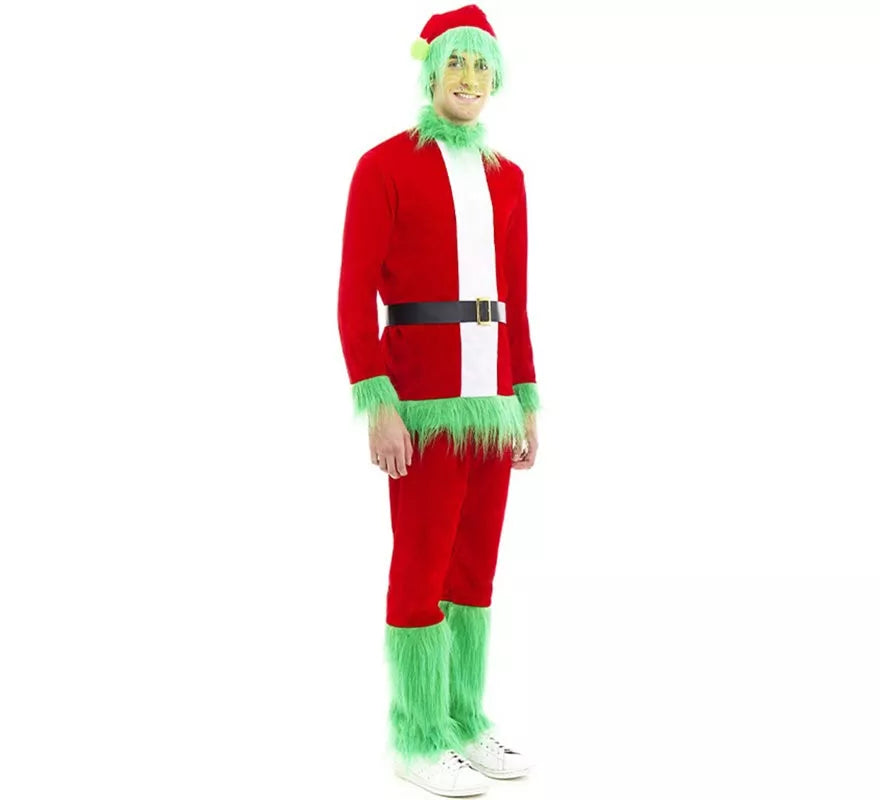 Translation missing: es.Disfraz de Duende Gruñón de Navidad verde para hombre