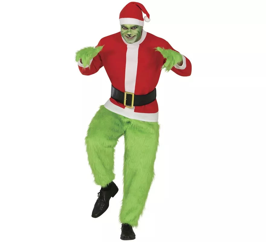 Translation missing: es.Disfraz de Duende Gruñón de Navidad verde para hombre