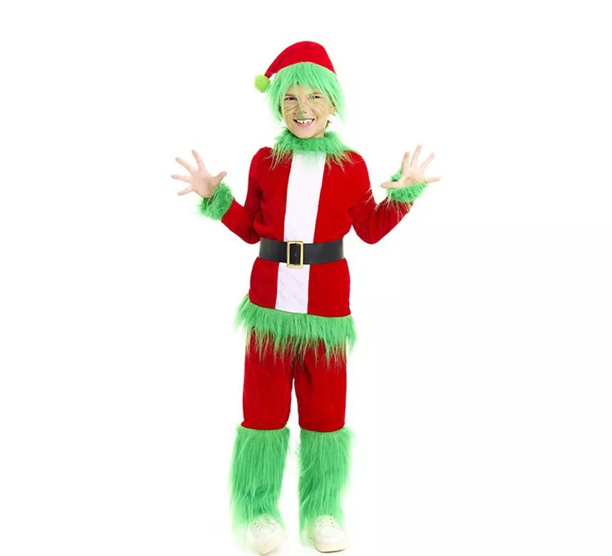 Translation missing: es.Disfraz de Duende Gruñón de Navidad verde para niño
