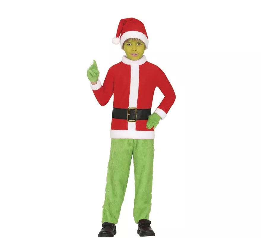 Translation missing: es.Disfraz de Duende Gruñón de Navidad verde para niño