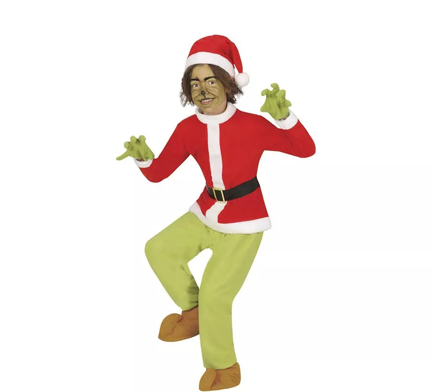 Translation missing: es.Disfraz de Duende Gruñón Navideño verde para niño