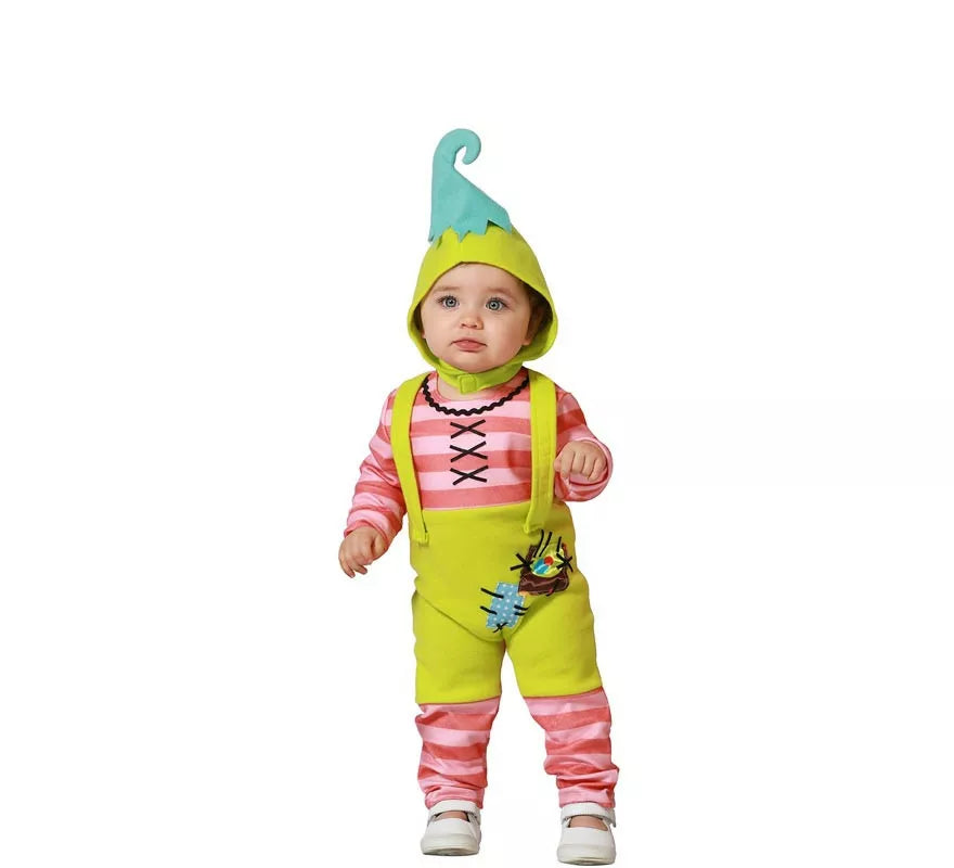 Translation missing: es.Disfraz de Duende rosa y amarillo con gorro para bebé