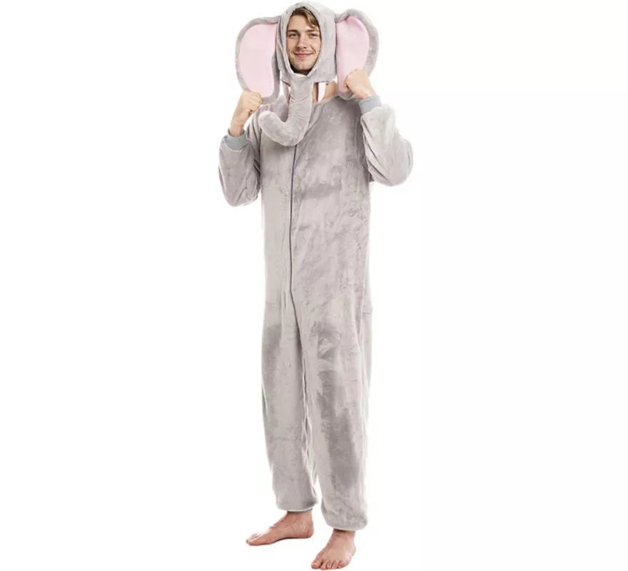 Translation missing: es.Disfraz de Elefante gris con gorro para adultos