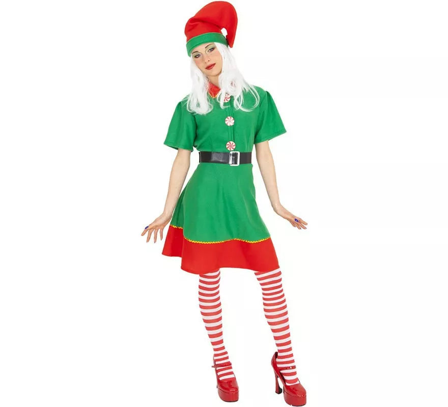 Translation missing: es.Disfraz de Elfa Ayudante de Santa con gorro para mujer
