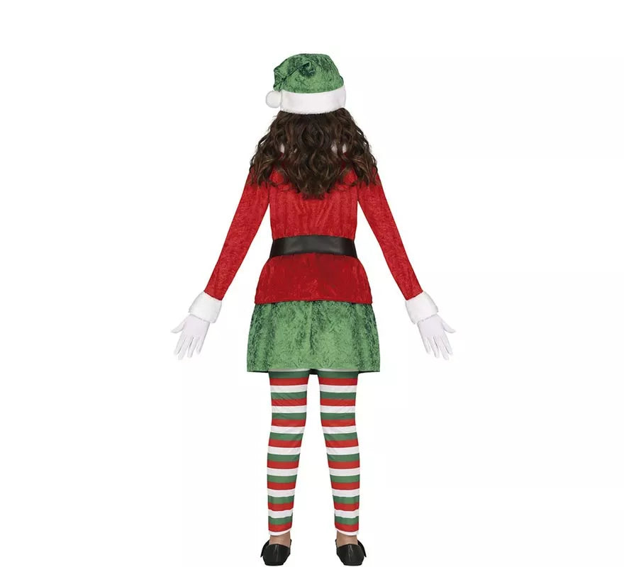Translation missing: es.Disfraz de Elfa Ayudante de Santa con gorro para niña