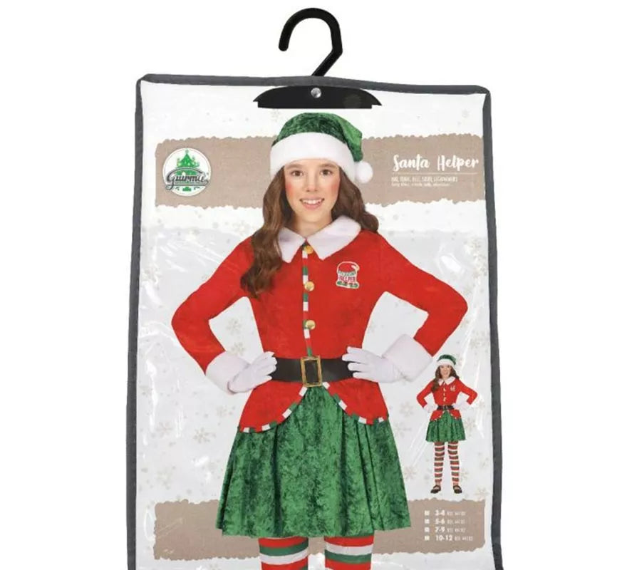 Translation missing: es.Disfraz de Elfa Ayudante de Santa con gorro para niña