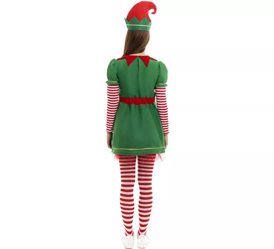 Translation missing: es.Disfraz de Elfa Polar en vestido verde y rojo para mujer