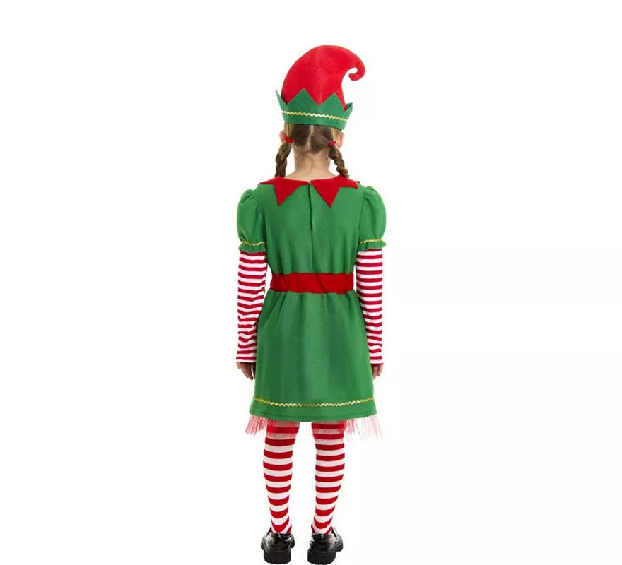 Translation missing: es.Disfraz de Elfa Polar en vestido verde y rojo para niña