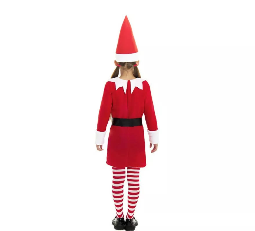Translation missing: es.Disfraz de Elfa Polar roja en vestido con gorro para niña