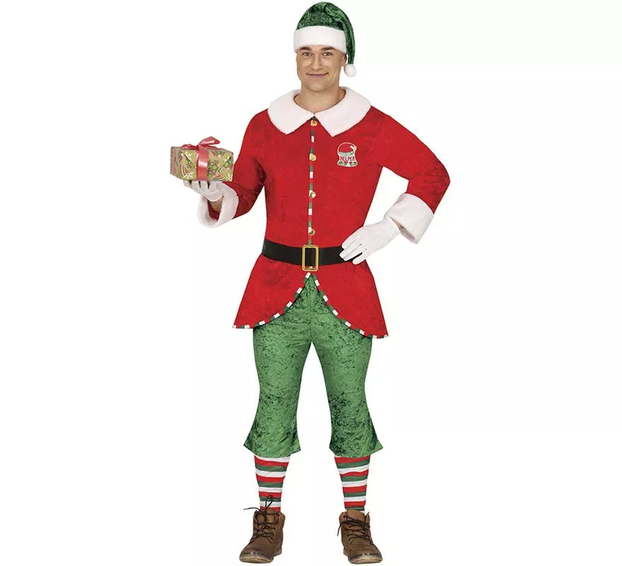 Translation missing: es.Disfraz de Elfo Ayudante de Santa con cinturón para hombre