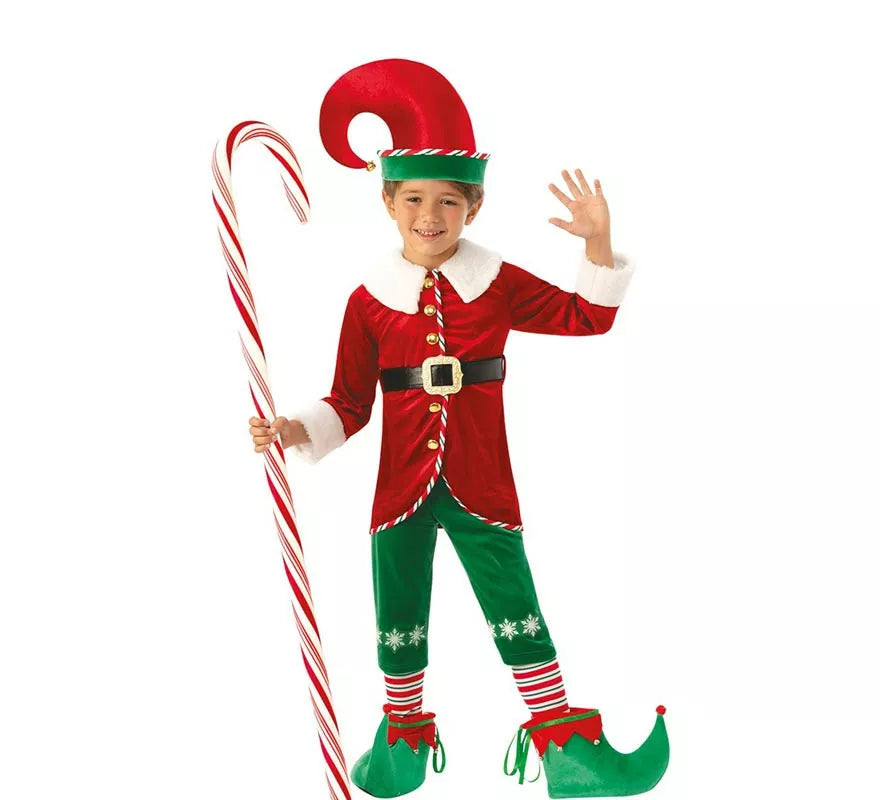 Translation missing: es.Disfraz de Elfo Ayudante de Santa deluxe con gorro para niño