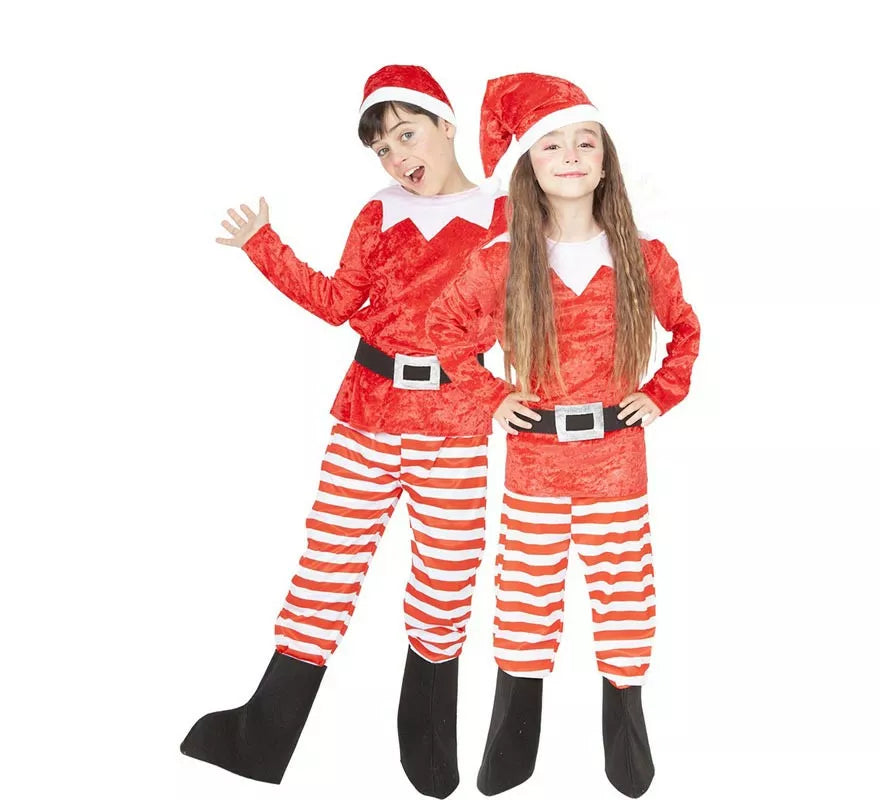 Translation missing: es.Disfraz de Elfo Ayudantes rojo y blanco con gorro para niños