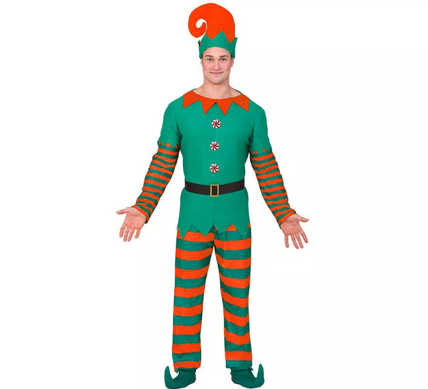 Translation missing: es.Disfraz de Elfo Naranja y Verde para Hombre