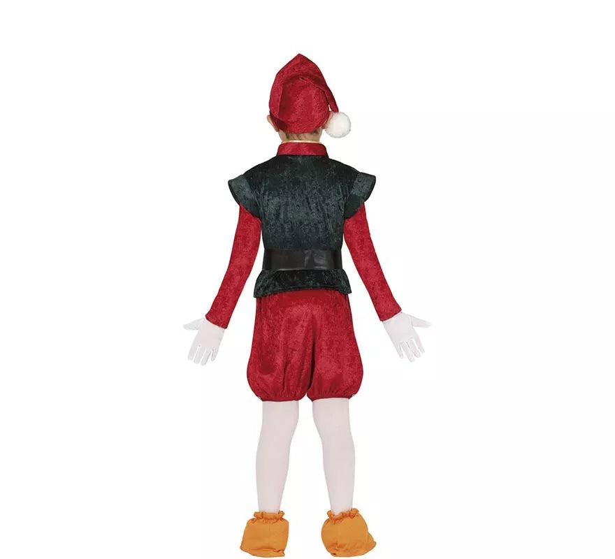 Translation missing: es.Disfraz de Elfo Paje verde y rojo con gorro para niños