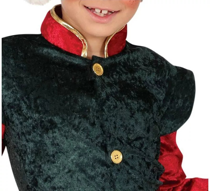 Translation missing: es.Disfraz de Elfo Paje verde y rojo con gorro para niños