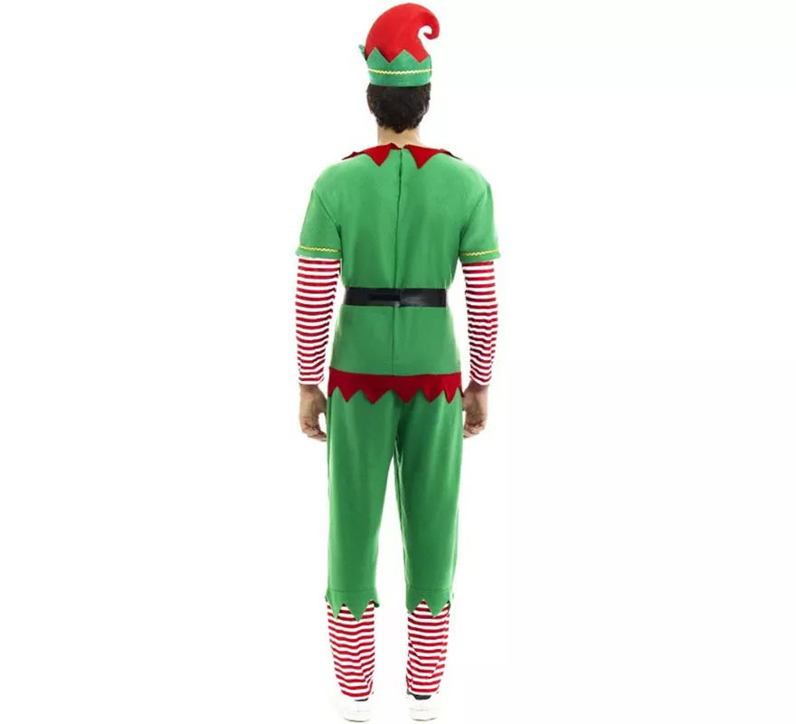 Translation missing: es.Disfraz de Elfo Polar verde y rojo con cinturón para hombre
