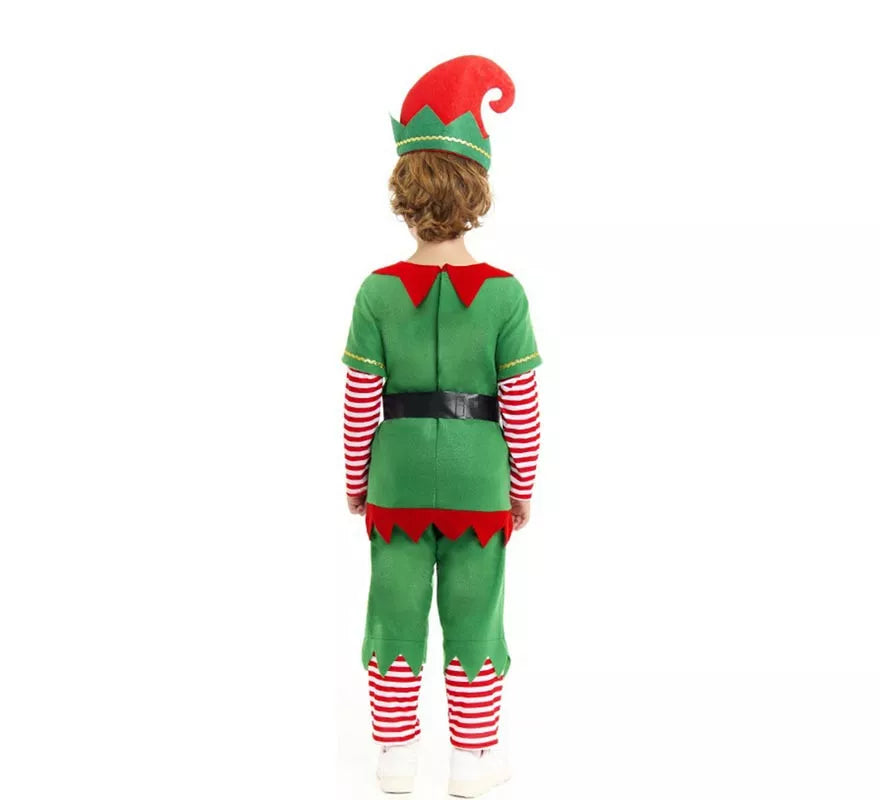 Translation missing: es.Disfraz de Elfo Polar verde y rojo con cinturón para niño