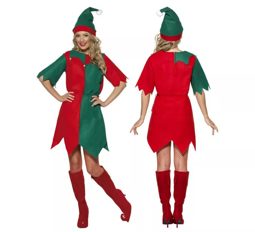 Translation missing: es.Disfraz de Elfo Verde y Rojo de Mujer para Navidad