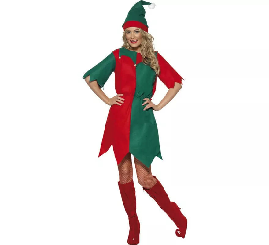 Translation missing: es.Disfraz de Elfo Verde y Rojo de Mujer para Navidad