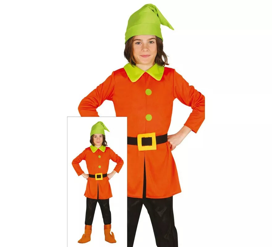 Translation missing: es.Disfraz de Enanito de Cuento naranja y verde para niños