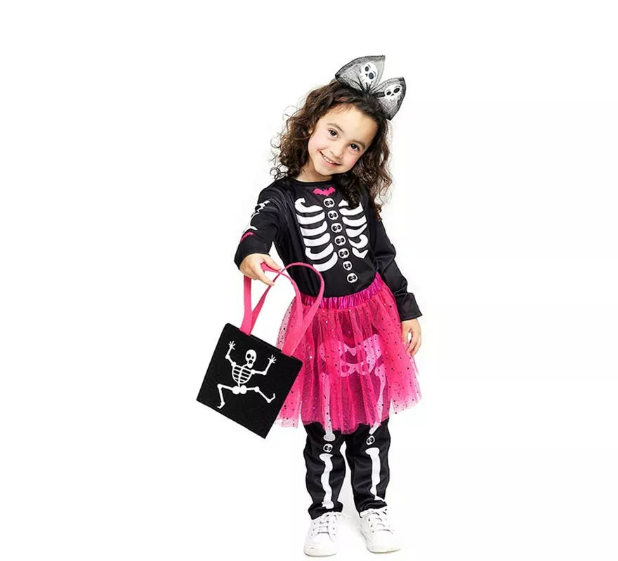 Translation missing: es.Disfraz de Esqueleto adorable con tutú fucsia para bebé y niña
